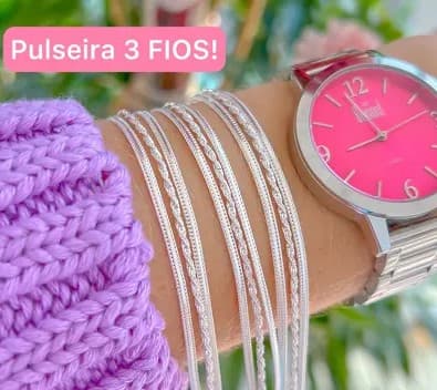 Pulseira 3 Fios 18cm - Prata 925 Legítima - Ana & Brilho Mineiro